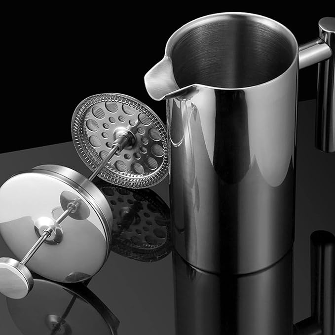 Stainless Steel French Press Coffee MakerDouble Layer French Press Pot Portable French Press Coffee Maker for Home Outdoor Camping Travel(1000ml)
