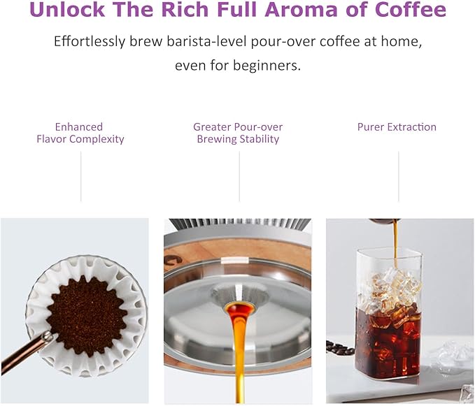 Pour Over Coffee Dripper Drip Coffee Pour Over Maker Resuable Blossom Cone Funnel Stainless Steel Metal Coffee Filter for Travel Camping Office Home Coffee Maker Brew (Dreamlike Lavender)