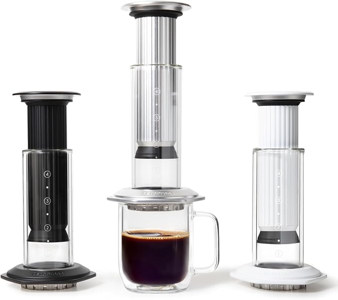 AeroPress Premium Coffee Press Glass Stainless Steel &amp Aluminum Coffee Maker All-in-One French Press Pour-Over &amp Espresso Style Manual Brewer 2 Min Brew for Less Bitterness More Flavor