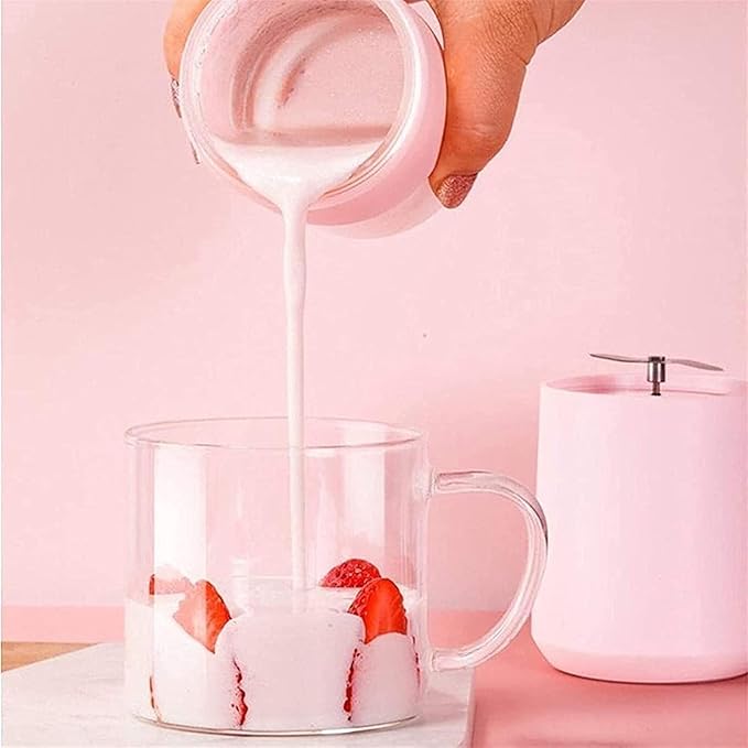 Portable Blender Personal Hand Smoothie Travel Blender Cup Fruit Mixer Rechargeable with USB Mini Blender for Fruit Juice Milk Shakes for Great Mixing (Color : Green) (Pink)