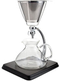 Yama Glass Silverton 16oz Coffee &amp Tea Brewer - Heat-Resistant Borosilicate Glass with Black Wood Base and Stainless Steel Filter