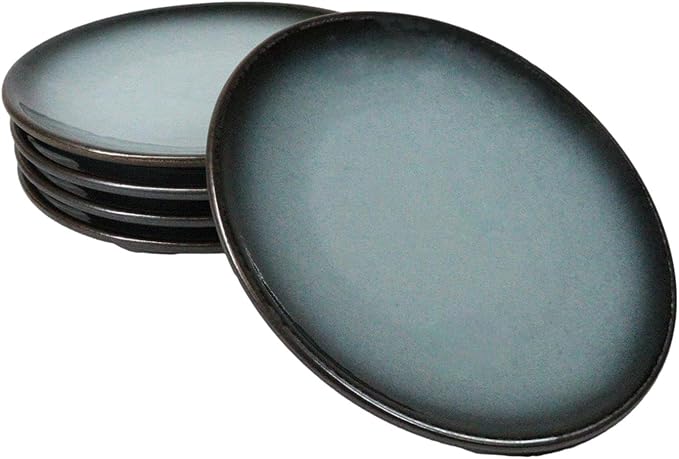 Ebros Gift Blue Sky Stars Artistic Seikai Porcelain Collection Dinnerware Serveware Kitchenware Set Asian Japanese Dining Restaurant Supply (Pack Of 5 Round Appetizer Salad Plates 6 D)