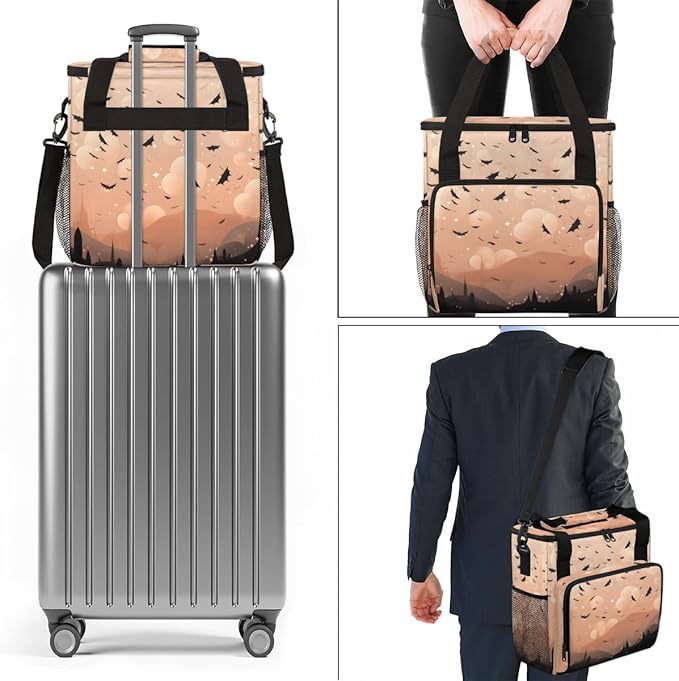Gothic Bat Coffee Maker Carrying Bag Modern Bat Portable Travel Storage Tote Bag Compatible with K-Mini or K-Mini Plus Single Serve Coffee Brewer Carrying Case with Multiple Pockets &amp Shoulder S