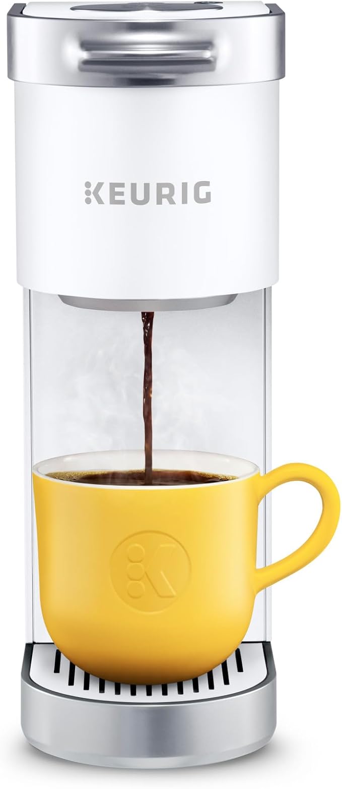 Keurig K-Mini Plus Single Serve K-Cup Pod Coffee Maker with 6 to 12oz Brew Size Stores up to 9 K-Cup Pods Travel Mug Friendly Matte White