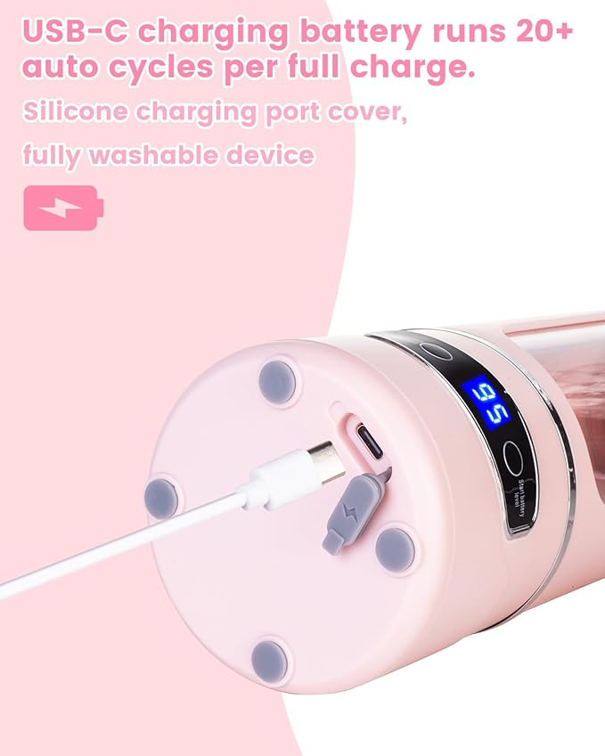 Personal Portable Blender - Smoothies &amp Shakes - 20Oz/600ml Large Capacity High Power Cordless Blender (Pink)