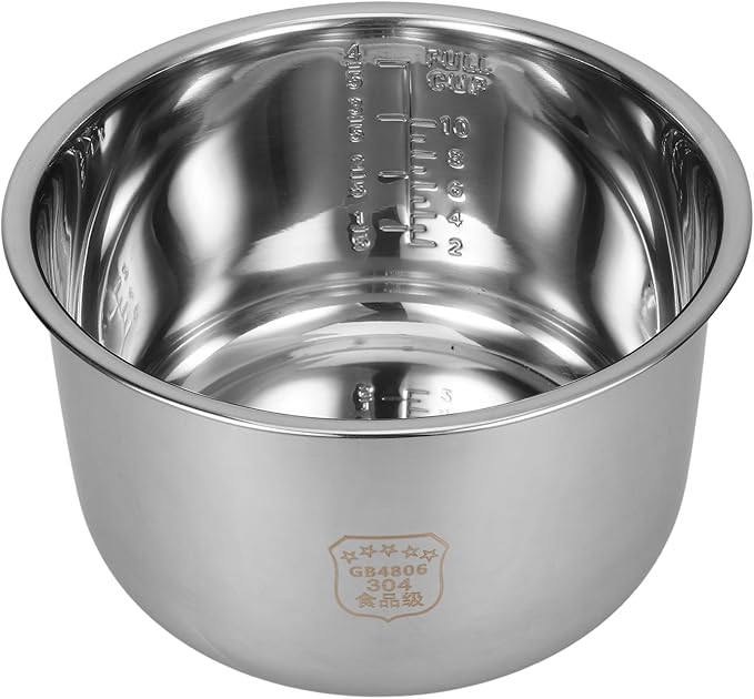 UPKOCH Stainless Steel Rice Cooker Inner Pot 5.28Qt 5L Non-Stick Replacement Liner Compatible with Pressure Cooker and Electric Rice for Meal Prep and Baking
