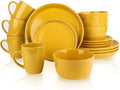 Plates and Bowls Sets 16 Pieces Dinnerware Sets Dishes Set for 4 Christmas Kitchen Set is Home Essentials Yellow