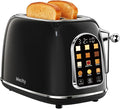 Mecity Toaster 2 Slice Touch Screen Wide Slot Retro Toaster For Breads Bagel Muffin Waffle House Warming Gift New Home 120V 825W Jet Black