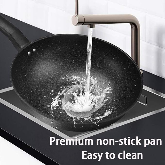Non-Stick Cookware Set with Inductionwith Tempered Glass Cover Comfortable HandleSuitable Cooker 3 Pieces - Black