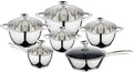 cookware set Stainless Steel Pot Set Kitchenware Installed Wok Pan Soup Milk Snow Household Use Non Stick Cooking(KV-6661 silver)