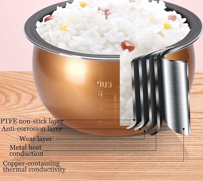 Rice Cooker 3L Large Capacity Smart Mini Household Small Multi-Function Rice Cooker Timer Timer Insulation Function (Pink) (Brown)
