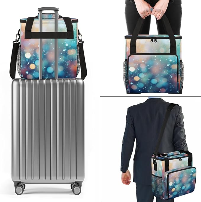 Glitter Coffee Maker Carrying Bag Green Neon Portable Travel Storage Tote Bag Compatible with K-Mini or K-Mini Plus Single Serve Coffee Brewer Carrying Case with Multiple Pockets &amp Shoulder Stra