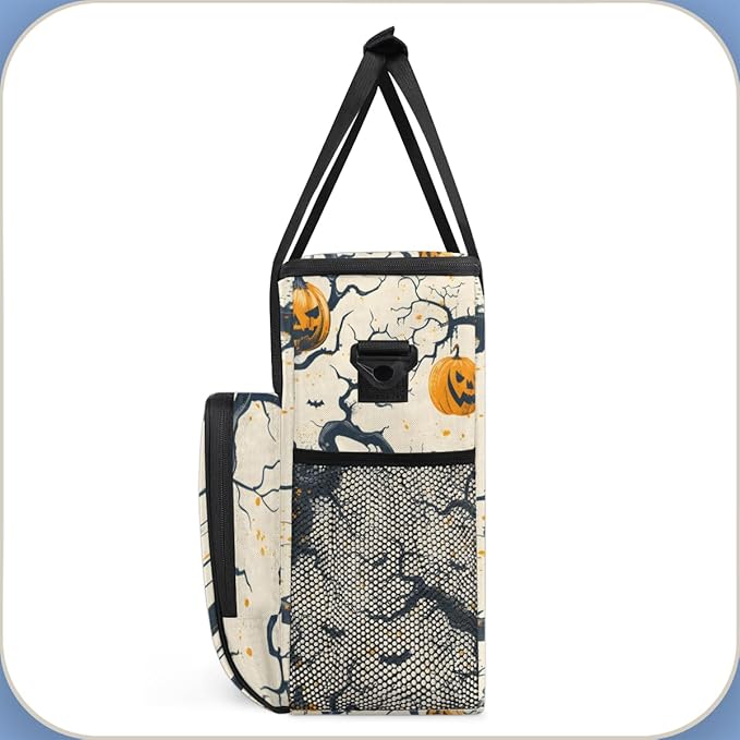 Halloween Pumpkin Coffee Maker Carrying Bag Graffiti Pumpkin Travel Storage Bag Compatible with K-Mini or K-Mini Plus Single Serve Coffee Brewer Carrying Case with Multiple Pockets &amp Shoulder St