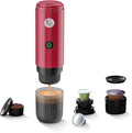 BENFUCHEN 3 in 1 Portable Electric Espresso Machine for Nespresso Capsule Travel Coffee Maker with Ground Coffee for Camping RV Hiking OfficeCar Coffee Maker Self-Heating with USB-C (Red)