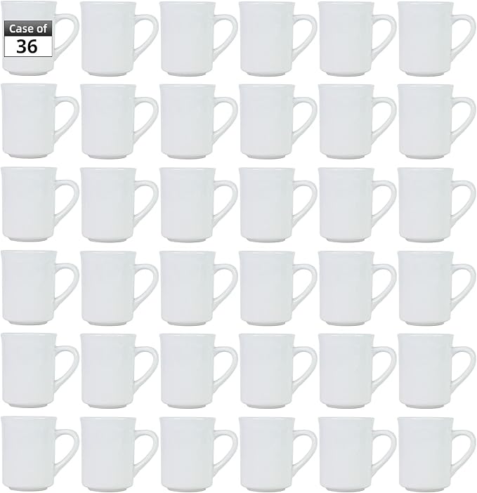 Stoneware Wide Rim Commercial Grade Dinnerware Bright White Mug 8.5oz Case of 36