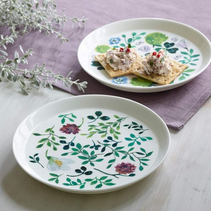 Narumi 96604-23163P Anna Emilia Plate Set 6.3 inches (16 cm) Green Set of 2 Patterns Cute Microwave Heater Dishwasher Safe Gift Box Included