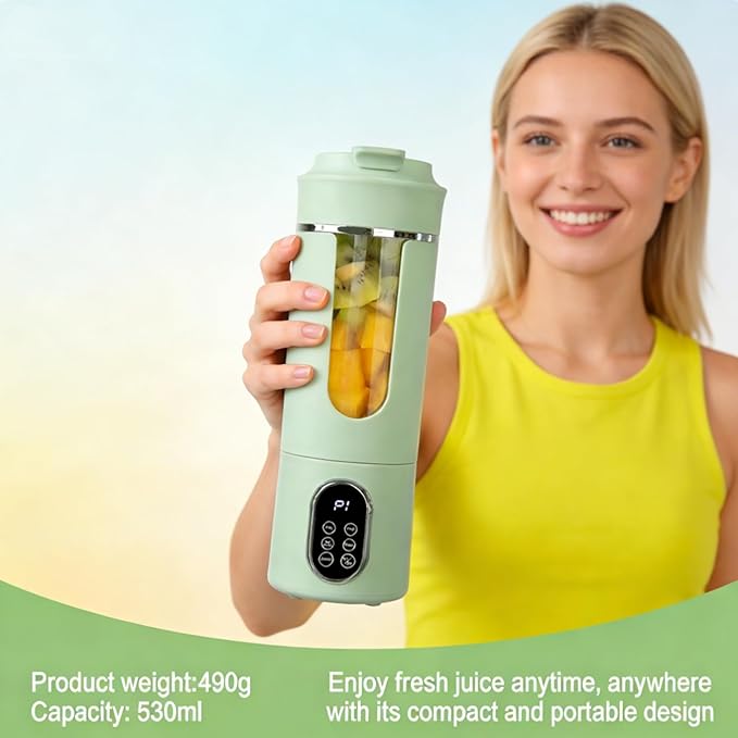 Wireless Portable Blender Personal Juicer 530ml Cordless with 50W Motor for Smoothies &amp Shakes Quick Rinse Mode USB Fast Charging Personal Blender for Travel Home Office (beige)