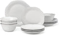 Lenox Dinnerware Set French Perle White 12-Piece Set Service For 4 Stoneware Material Dishwasher Safe Microwave Safe Plates Bowls Home &amp Kitchen Plates And Bowls Sets (White 12 Piece)