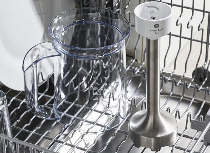 Kenwood Triblade XL+ Hand Blender Removable Steel Bar Equipped with Whisk Chopper and Measuring Cup with 0.75 L Handle Power 1000 Watt Grey