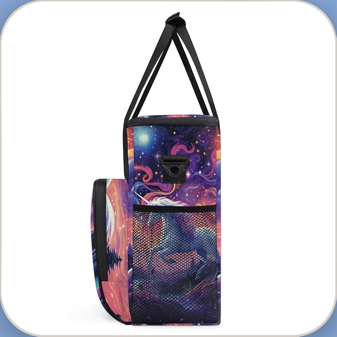 Beautiful Unicorn Coffee Maker Carrying Bag Galactic System Travel Storage Bag Compatible with K-Mini or K-Mini Plus Single Serve Coffee Brewer Carrying Case with Multiple Pockets &amp Shoulder Str