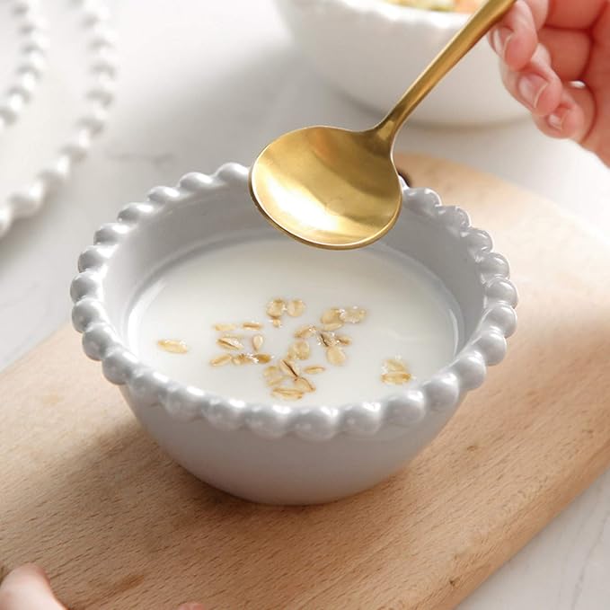 Ceramics Dinner Sets22 Pieces Creativity Pearl Edge Porcelain Dinnerware Set|Steak Plate and Cereal Bowl for Family Gathering and Wedding Gifts