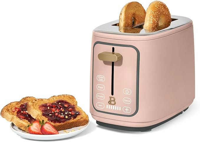 Smart Kitchen Toaster with Touch Interface and Preset Modes Advanced Two-Slice Toaster with Wide Slots and 7 Browning Levels (Rose)