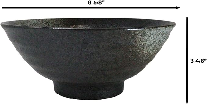 Ebros Gift Artistic Charcoal Grey Tone Hakumu Collection Dinnerware Serveware Kitchenware Set Asian Japanese Restaurant Supply (Pack Of 5 Large Ramen Soup Dinner Bowl 40oz)