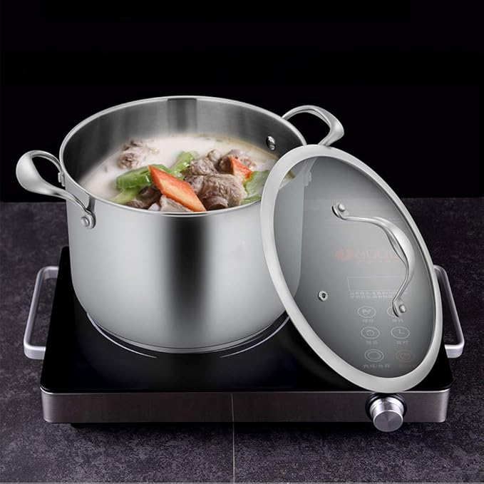 Stainless Steel Induction Cookware Set Professional Pots and Pans Set with Steamer and Lid for Even Heating Oven Stovetop