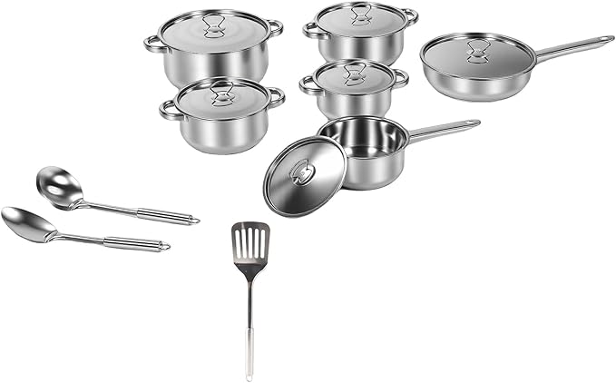Pssopp Kitchen Cooking Set Cookware Sets Heating Multifunctional Stainless Steel Cookware Set for Home Kitchen Cooking Safe Handling Fast