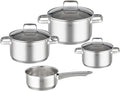 RÖSLE CHARM 4-Piece Saucepan Set High-Quality Universal Pot Set with 3 Saucepans and 1 Saucepan 18/10 Stainless Steel Glass Lid Inner Scale Suitable for Induction Dishwasher Safe