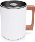 HASTINGS Pour Over Coffee Dripper - Stainless Steel Pour Over Coffee Filter Metal Paperless Reusable Double Mesh Cone Filter with Wood Handle - Coffee Maker for Single Cup Brew up to 68 OZ (White)