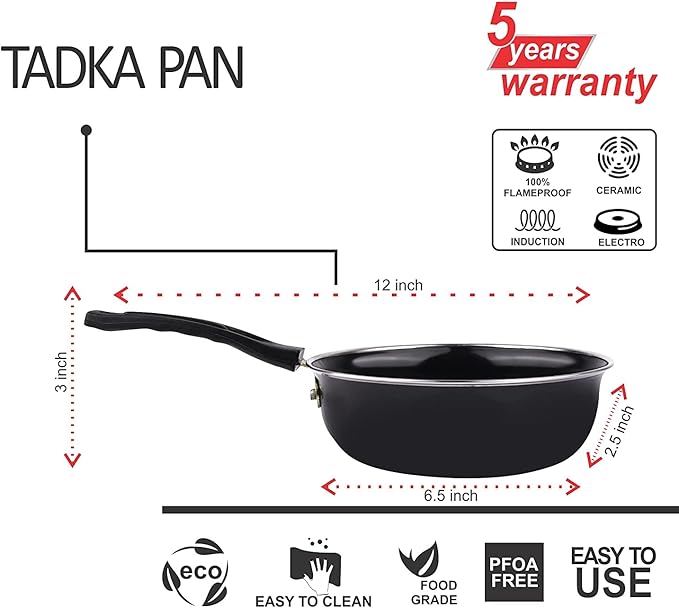 Kashvi Premium 6-Piece Non-Stick cookware Set for Daily Home Cooking Includes Fry pan Saucepan kadai with lid Small tadka tawa Kitchen Utensils.