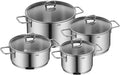 Silit Alicante 4-Piece Saucepan Set with Glass Lid Induction Pots Polished Stainless Steel Uncoated Oven-Safe