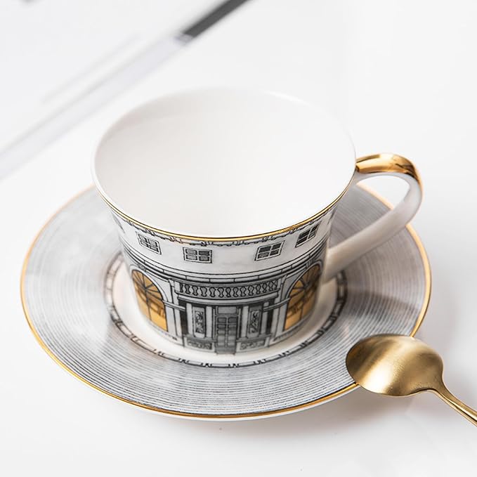 European Style Dinnerware Set Service for 6 Bone China Dinnerware Sets Unbreakable Porcelain Dinner Sets Coffee Cup and Saucer Tableware Set Steak Dinner Plates Dish Set fort