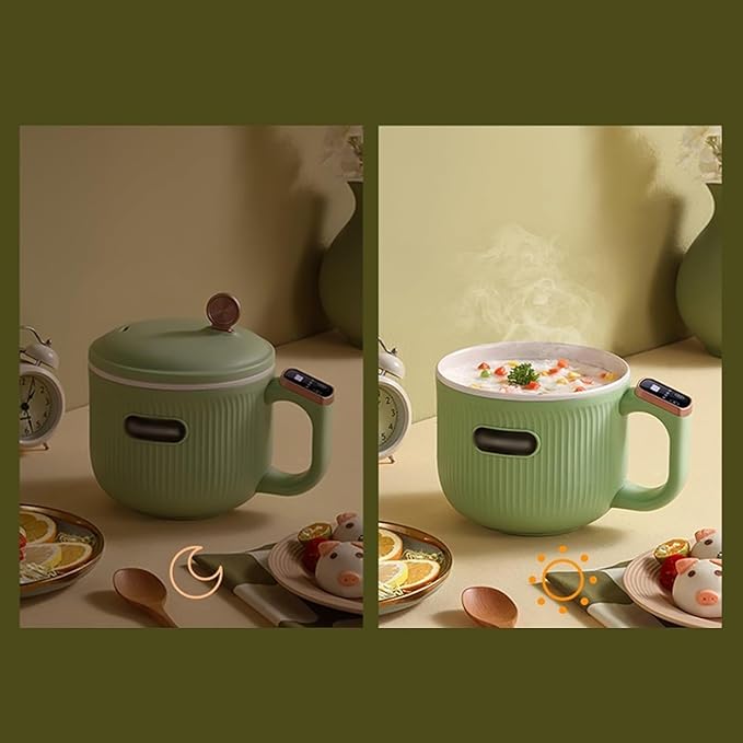 Portable Mini Electric Rice Cooker Household Multi-Functional &amp Non-Stick Ceramic Small 1-2 People Intelligent Steaming Rice Cooker for Soups Stews Grains &amp Oatmeal