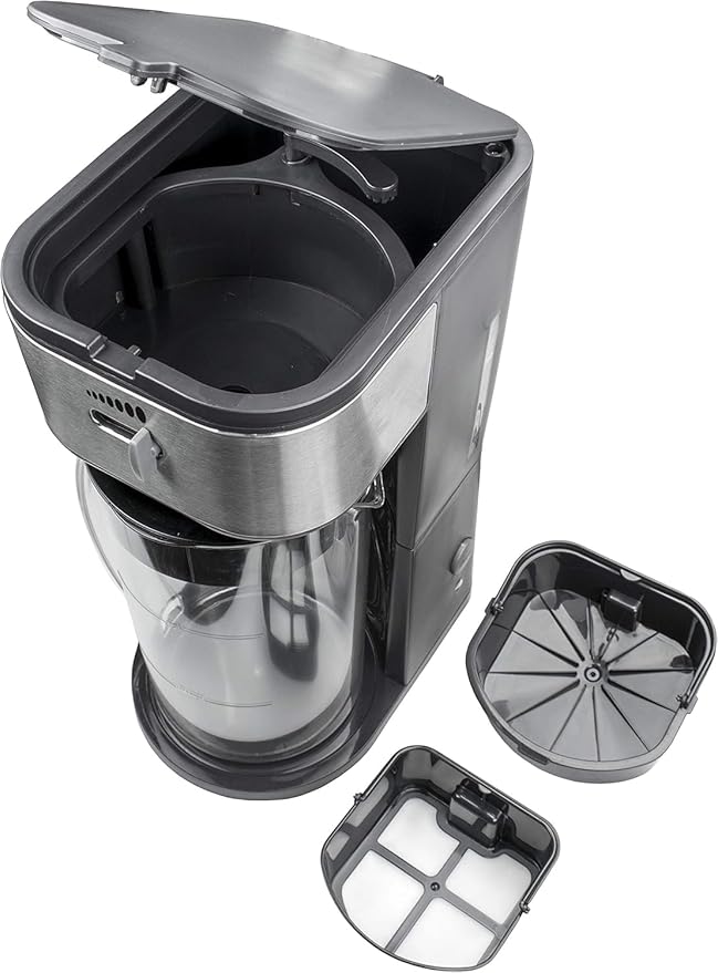 Iced Tea and Coffee Maker with 64oz Pitcher – Automatic Brewer with Strength Selector Reusable Filter and Auto Shut Off (Black)