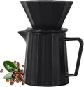 Pour Over Coffee Maker Set Premium Ceramic Coffee Dripper with 15oz/450ml Capacity Manual V60 Style Coffee Maker Ideal for Home Office and Travel (Black)