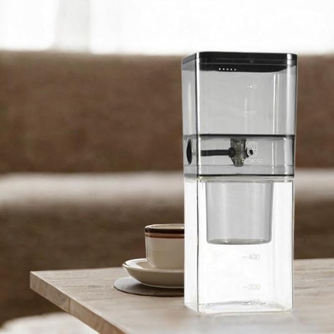 Ice Drip Coffee MakerCold Brew Maker Iced Coffee PitcherSturdyCoffee Pot Cold DripIced Coffee Brewer for CampingHomeBar White(Tea Color)