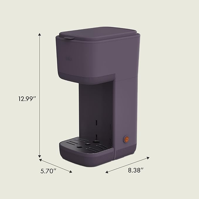 BELLA Single Serve Coffee Maker K Cup &amp Coffee Ground Compatible with Removable Adjustable Drip Tray Auto Shutoff &amp Reusable Dishwasher Safe Accessories Brews 6oz to 14oz 1000 Watt Plum