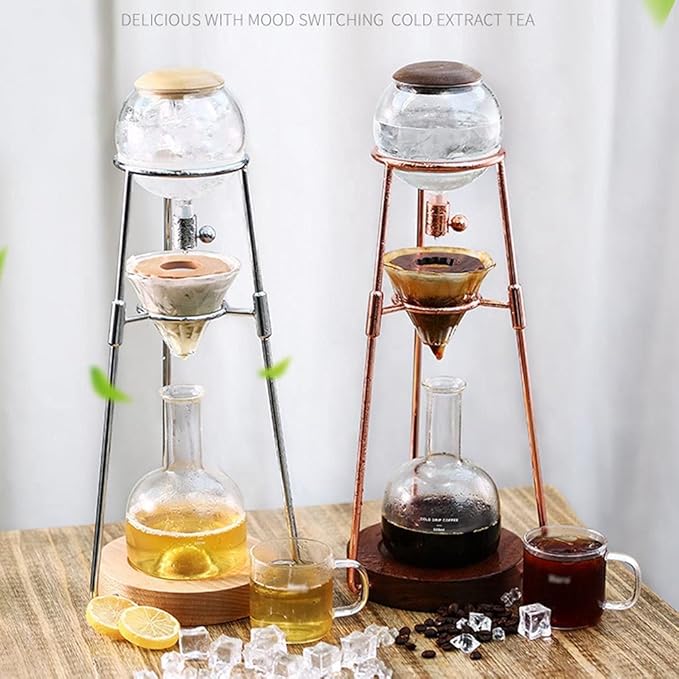 Habiba Iced Drip Coffee Maker Durable Cold Brew Coffee Maker 500ML/16.9oz 4-6 Cups Iced Drip Coffee Maker Coffee Maker with Adjustable Dripper ＆ Filter Reusable