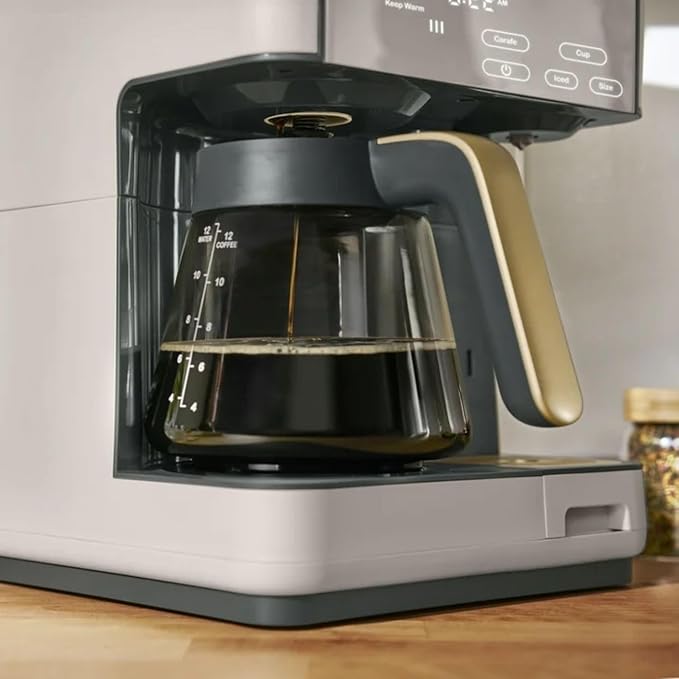 Multi-Brew Coffee Maker 12-Cup Carafe + Single-Serve Pods or Grounds Over Ice Touch Display by Drew Barrymoree. (Porcini Taupe)