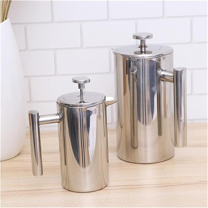 Cafetiere Coffee Maker 350/800/1000ML Coffee Pots Double Layer Stainless Steel Coffee and Tea Maker French Press Heat Preservation Mug French Press Stainless Steel Coffee Pot (Color : 1000ml)