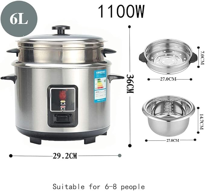 Stainless Steel Rice Cooker Household 3L-6L Automatic Insulation Multi-function With Steamer Household/dormitory