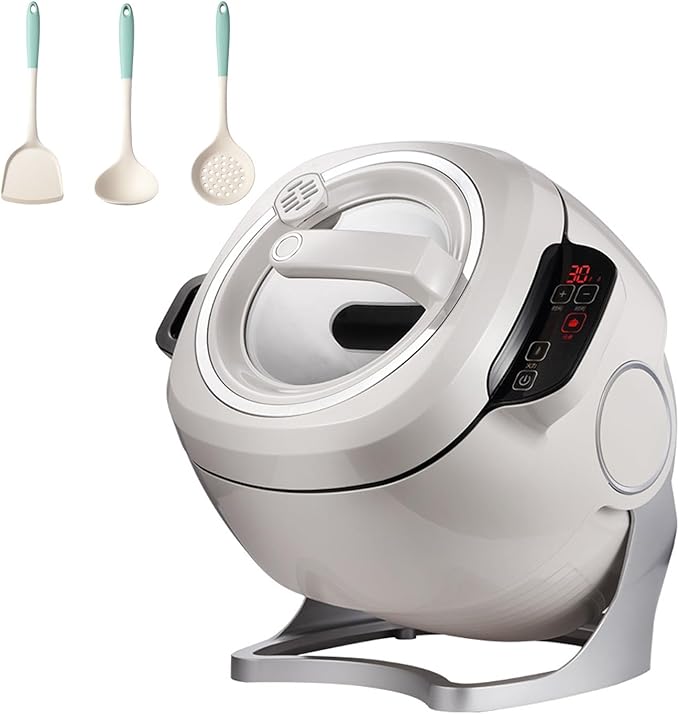 Automatic Cooking Pot Fried Rice Machine Cooking Machine Rice Cooker - 360° Automatic Rotation Drum Type Stir Frying Machine for Stir FryingStewingCooking - 3 Cooking Utensils