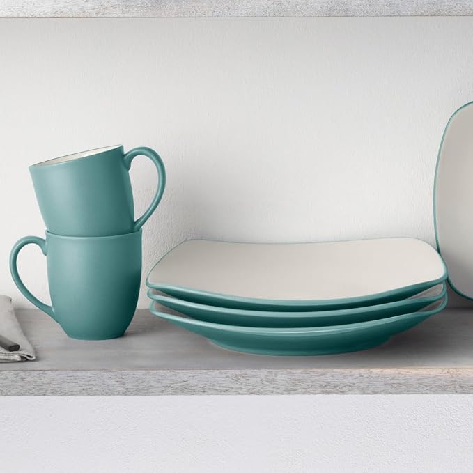 Noritake Colorwave Turquoise 16-Piece Square Dinnerware Set Service For 4