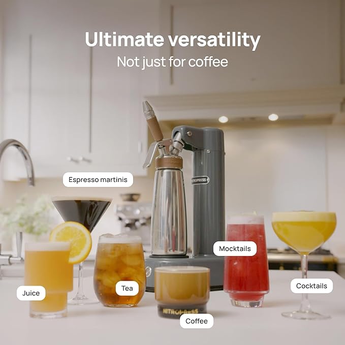 NitroPress DS – Electric Nitro Cold Brew Coffee &amp Cocktail Maker | Air-Powered Nitrogen Infuser for Smooth Nitro Drinks Cocktails Cold Brew &amp Tea at Home | No Gas Cartridges | Stainless Stee