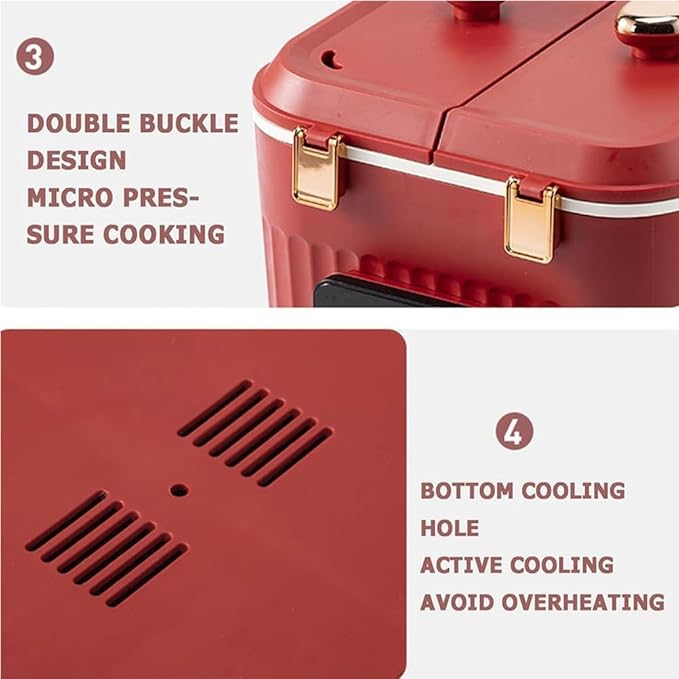 3-Liter Double-Pot Rice Cooker Ceramic Glazed Non-Stick Inner Pot Dual Independent Temperature Control 9 Cooking Functions Microwave Pressure Cooking.