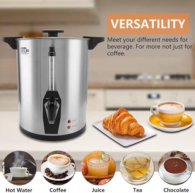95 Cup 16L/4.23Gallon Commercial Coffee Urn Festa Essential 1500W Large Percolate Coffee Maker Hot Beverage dispenser With Double Dripless FaucetQuick-Brewing Hot Water Urn for CateringHomeEvents
