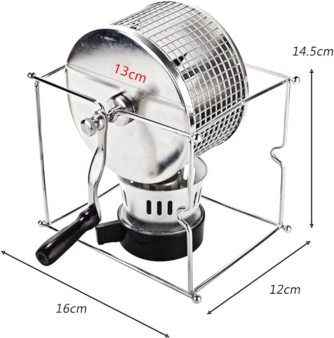 Manual Coffee Bean Roaster Machine Stainless Steel Roller Even Heating Baking Machine Compact with Handle Home Kitchen Tool