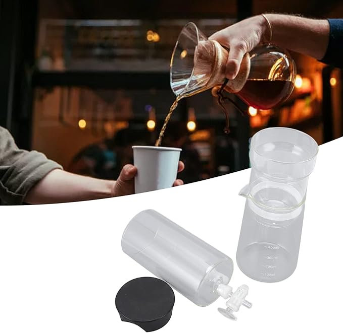 400ml Reusable High Borosilicate Glass Coffee Drip Pot Transparent Ice Coffee Dripper Adjustable Cold Brew Coffee Maker with Detachable Design for